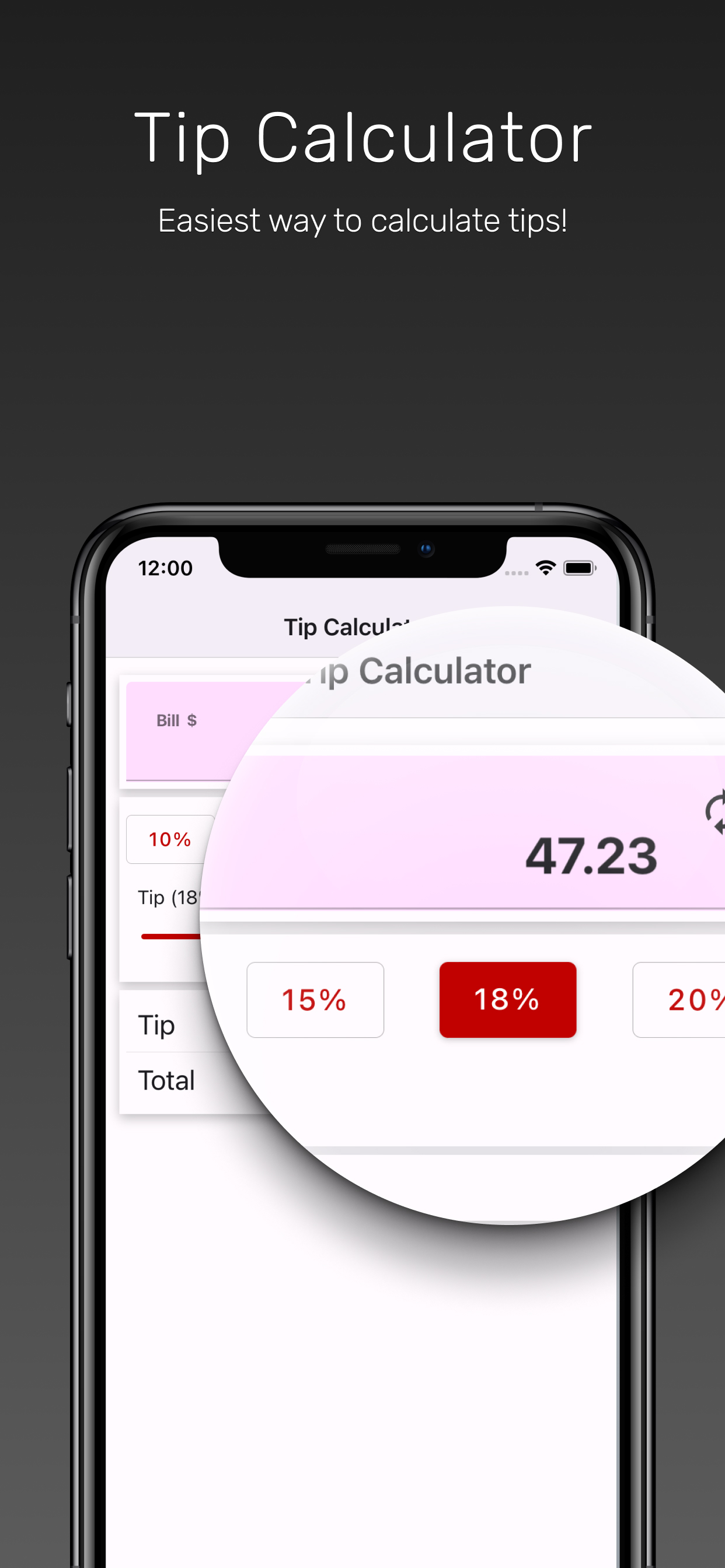 Screenshot of the Easy Tip Calculator app